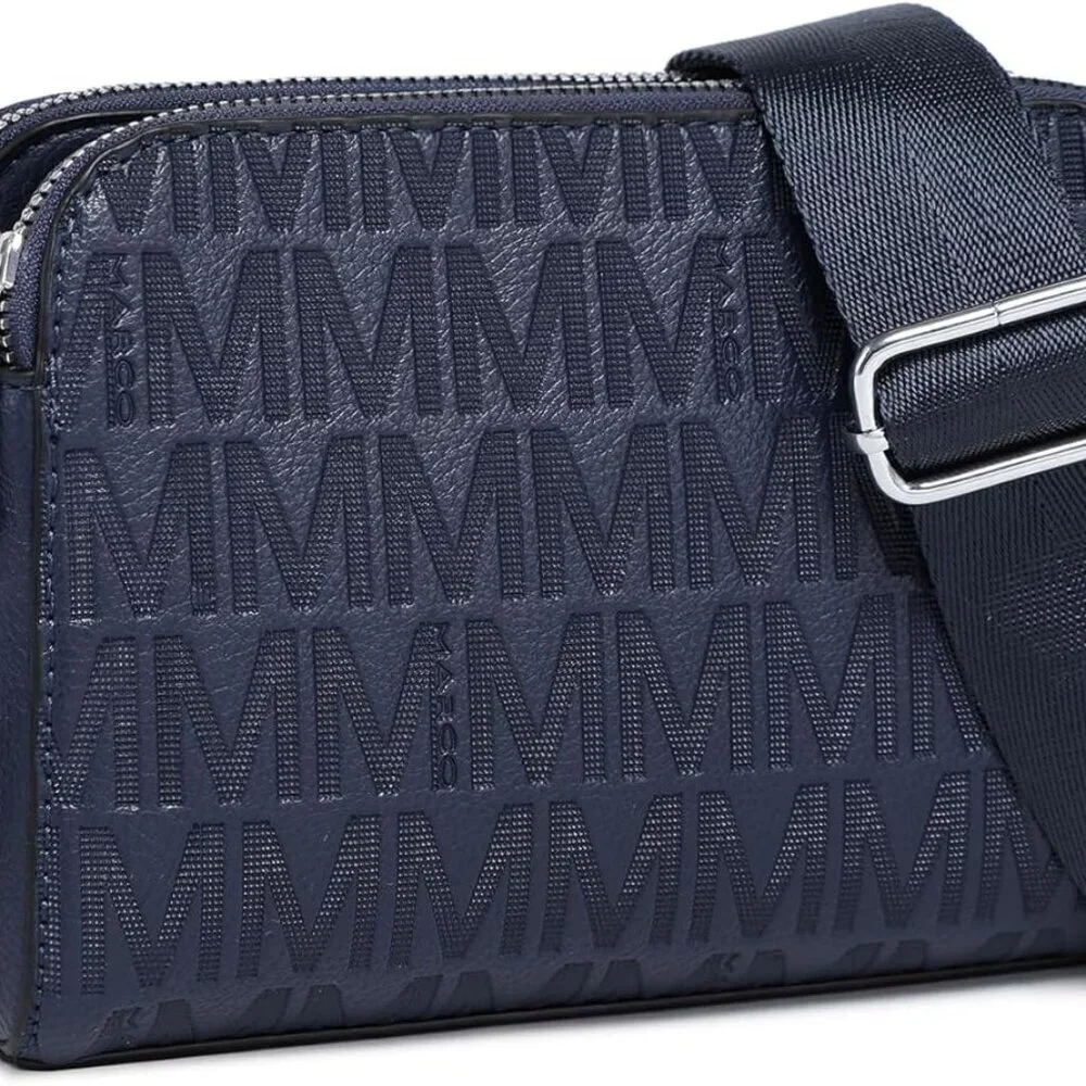 Women Small Faux Leather Crossbody Bag with Triple Zips Adjustable Strap